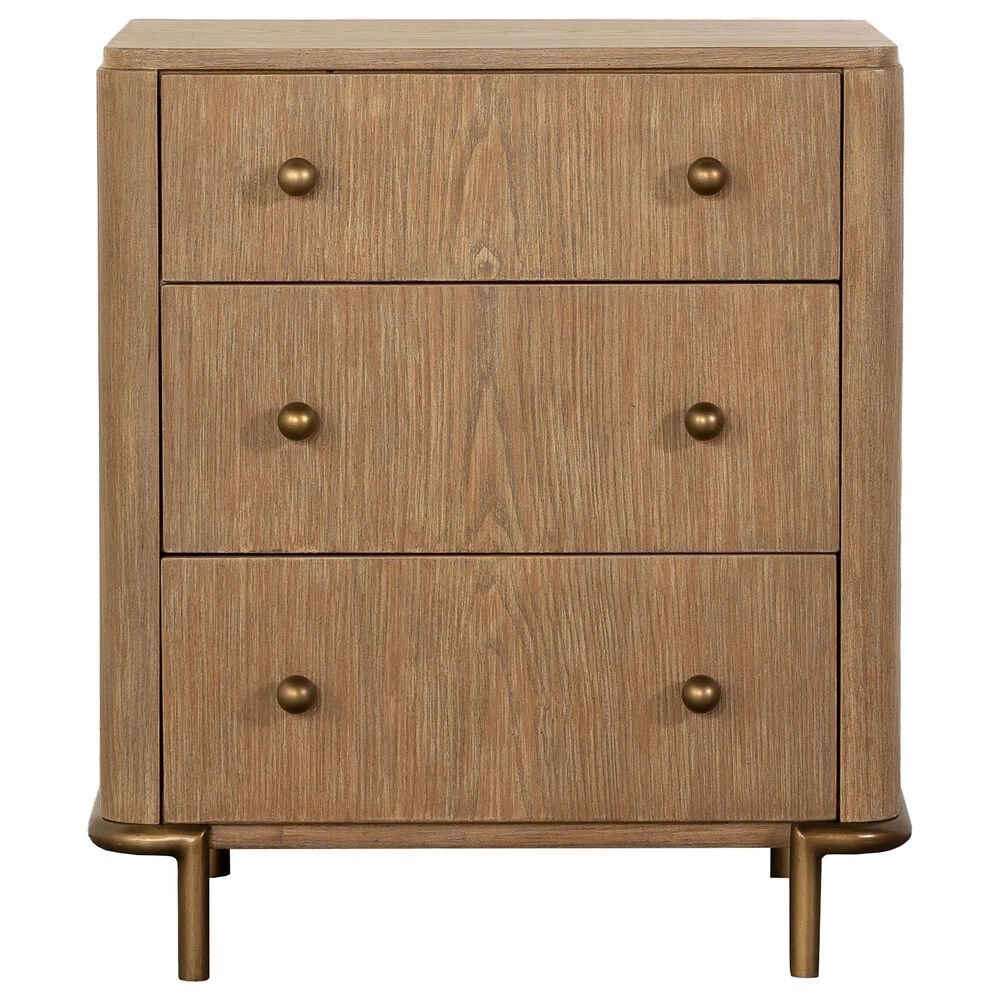 Pacific Landing Arini 3-Drawer Nightstand in Sand Wash and Aged Brass, , large