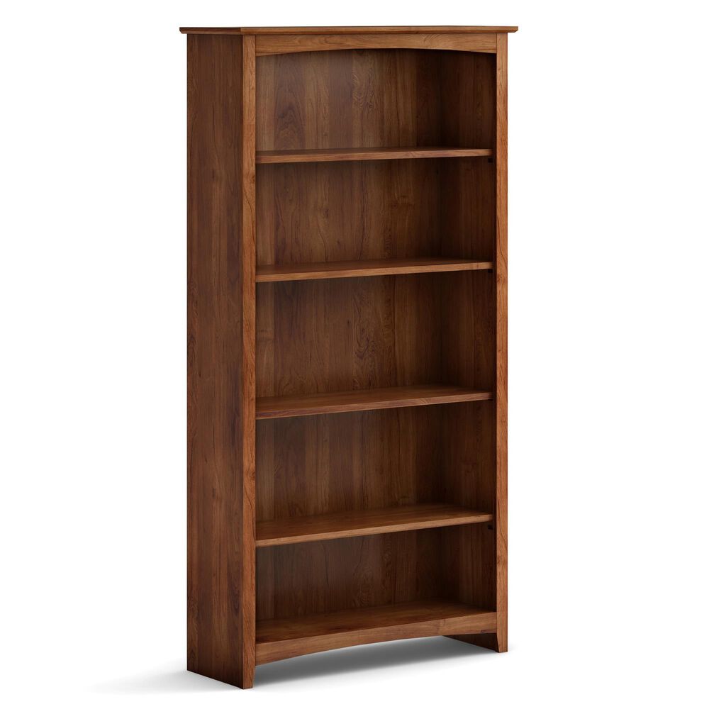 Archbold Furniture Shaker 5-Shelf Bookcase in Golden Pecan, , large