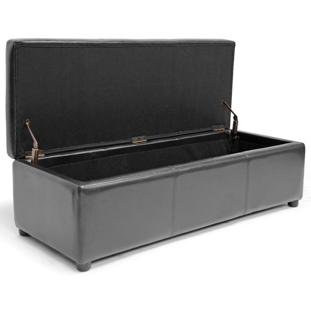 Baxton Studio Dennehy Storage Ottoman in Black, , large