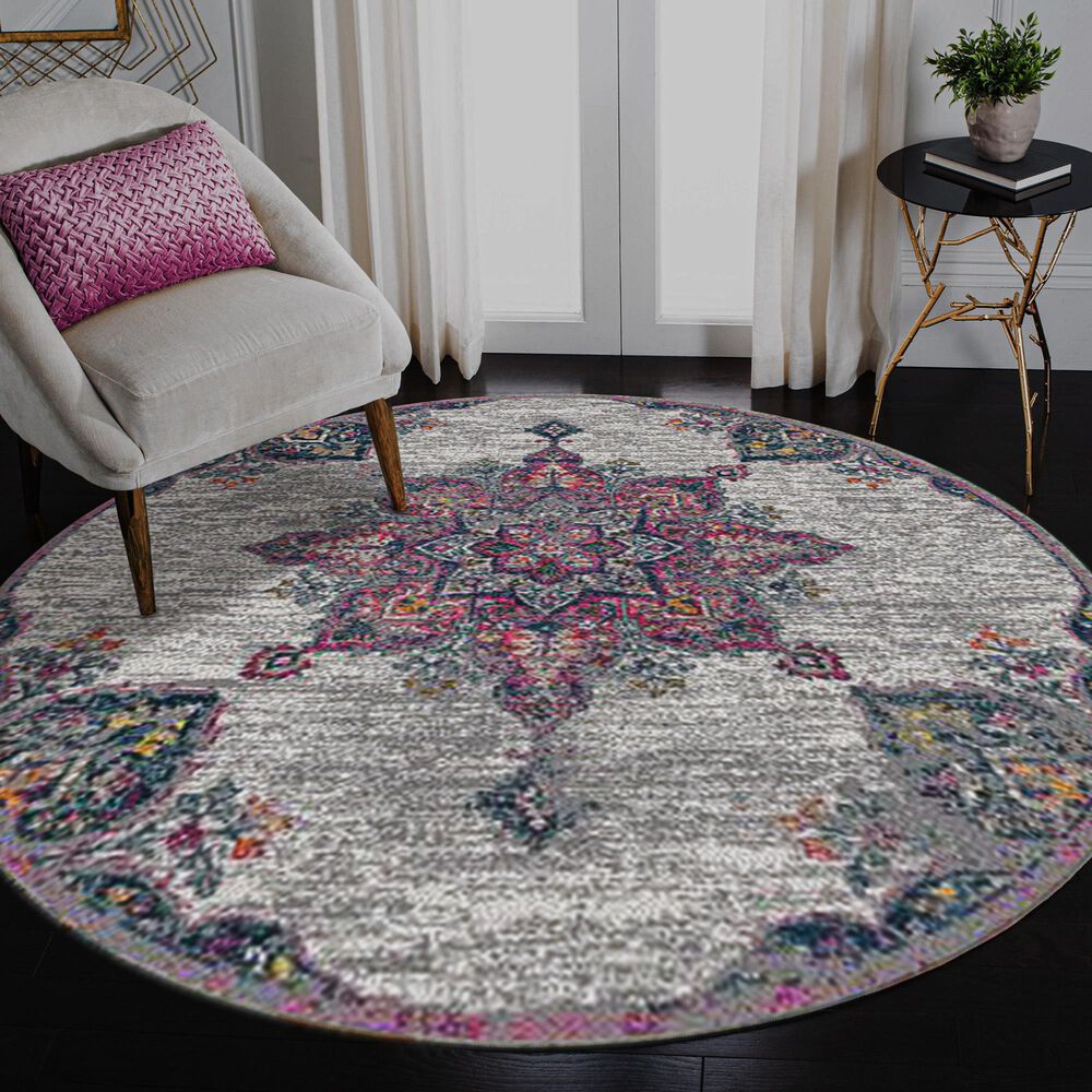 Amer Rugs Montana 7&#39;6&quot; Round Pink Area Rug, , large