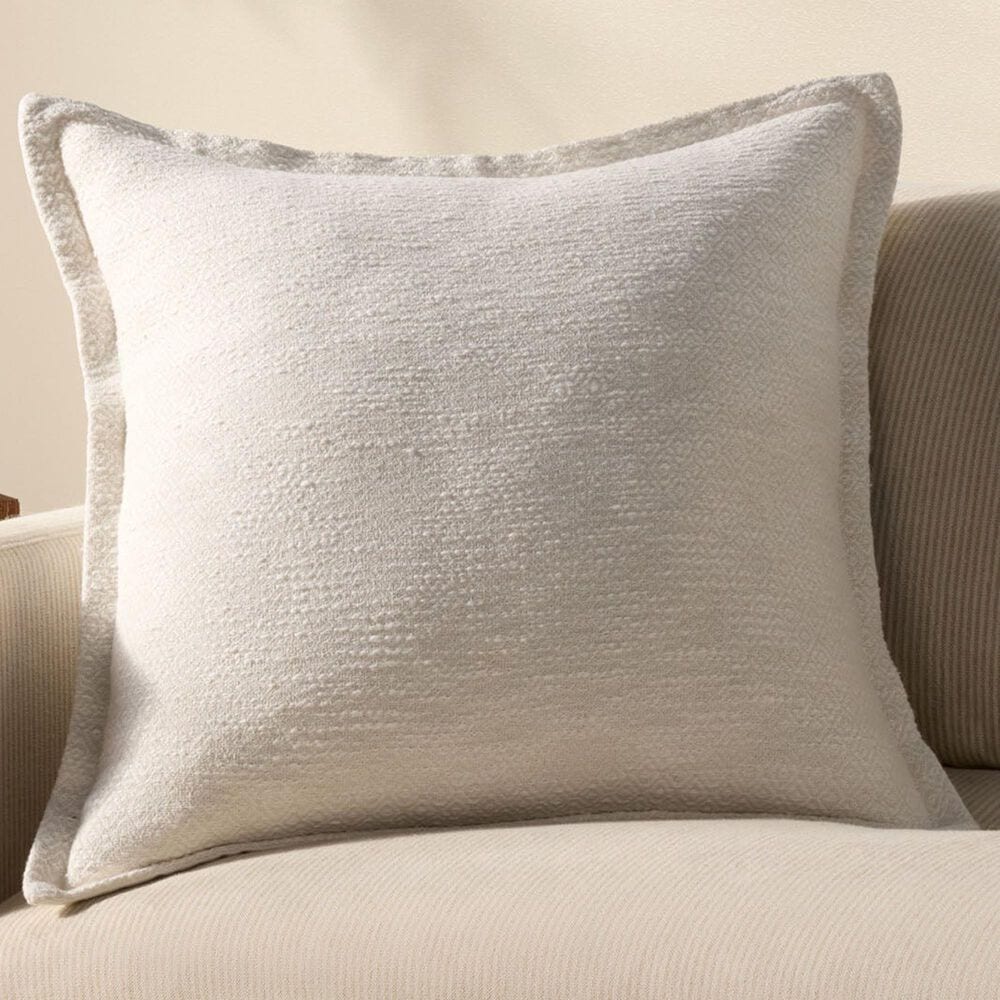 Loloi Morris 22&quot; Square Throw Pillow in White and Ivory, , large