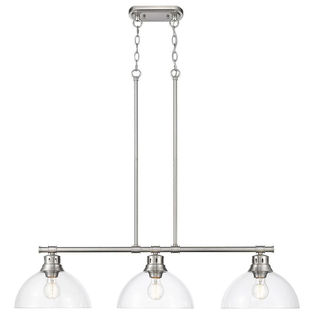 Golden Lighting Duncan 3-Light Pendant with Clear Shade in Pewter, , large