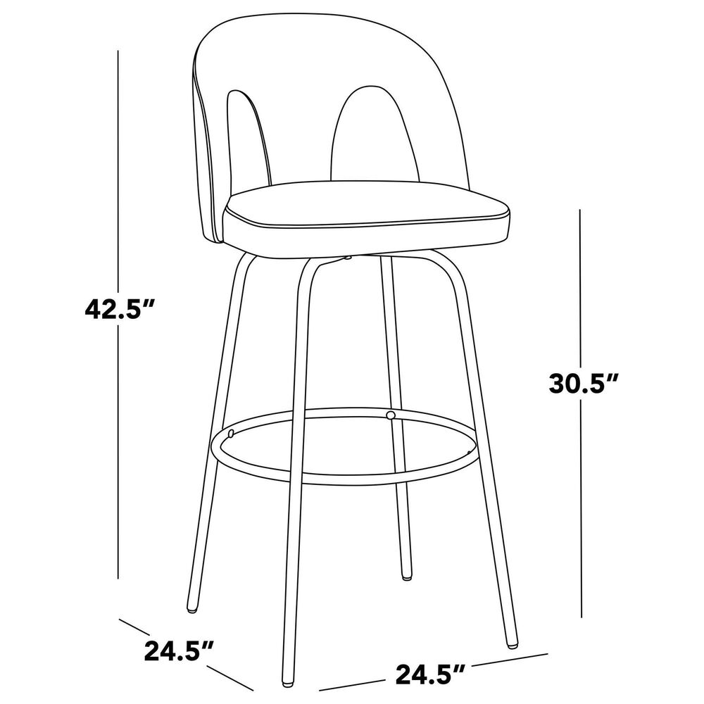 LumiSource Ava Swivel Bar Stool with Espresso Velvet Upholstery in Gold (Set of 2), , large