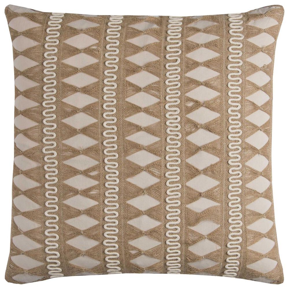 Rizzy Home 22" x 22" Pillow Cover in Light Brown and White, , large