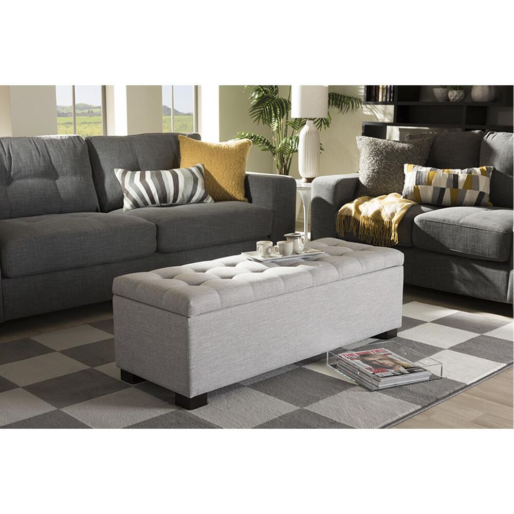 Baxton Studio Roanoke Upholstered Storage Ottoman Bench in Grayish Beige, , large