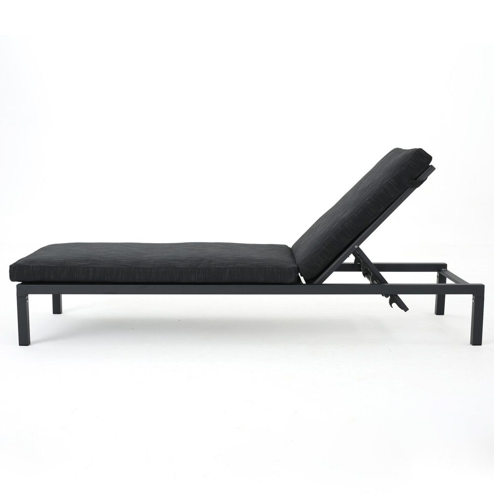 Noble House Navan Patio Chaise Lounge in Dark Gray, , large