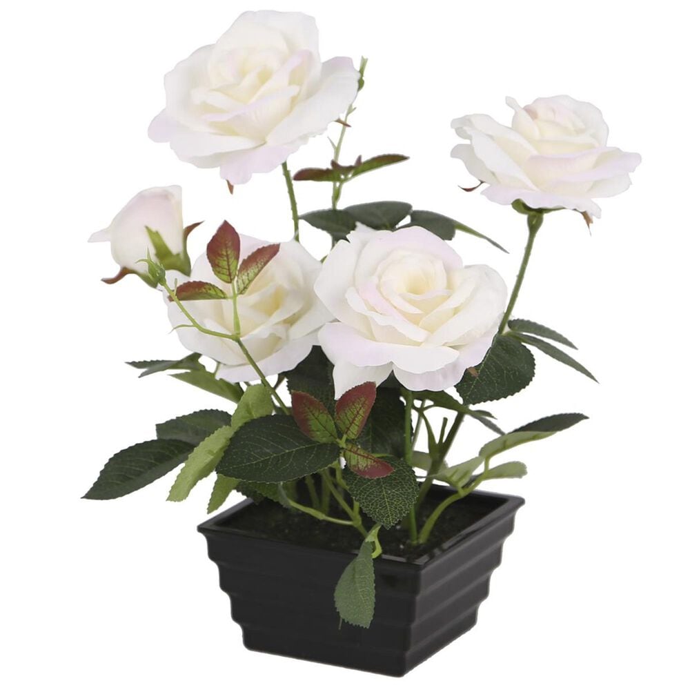 National Tree 11" White Roses in Pot, , large