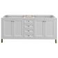 James Martin Vanities Chicago 72" Double Bathroom Vanity in Glossy White with Single Hole 3 cm White Zeus Quartz Top and Rectangular Sinks, , large