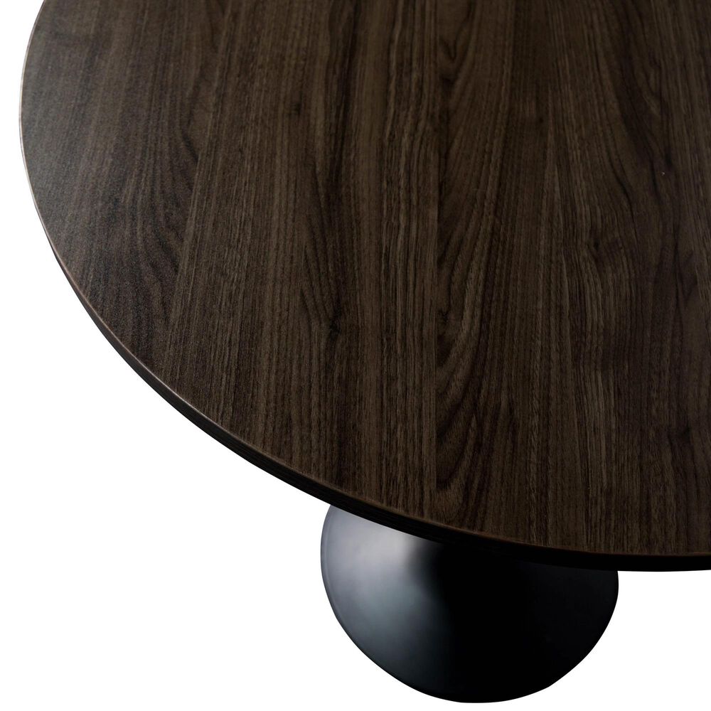 Leisuremod LeisureMod Verve Collection Modern Bar Height Table Black Base with 27 Round Dark Walnut MDF Top, , large