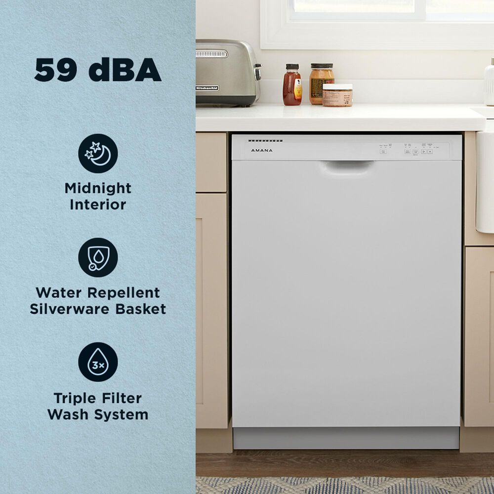 Amana 24" Build-in Dishwasher with Midnight Interior in White, , large