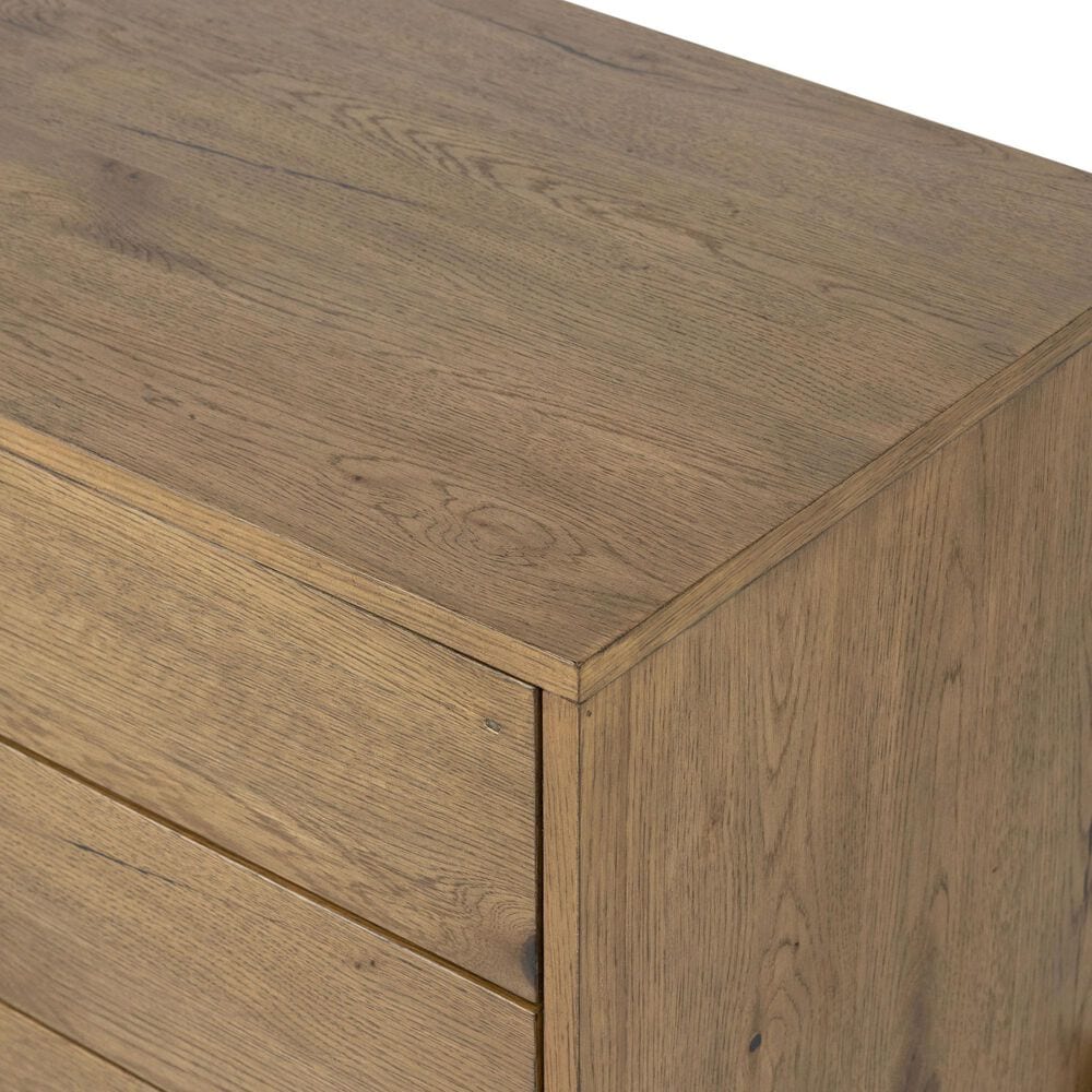 Four Hands Eaton 3-Drawer Large Nightstand in Amber Oak and Dark Gunmetal, , large
