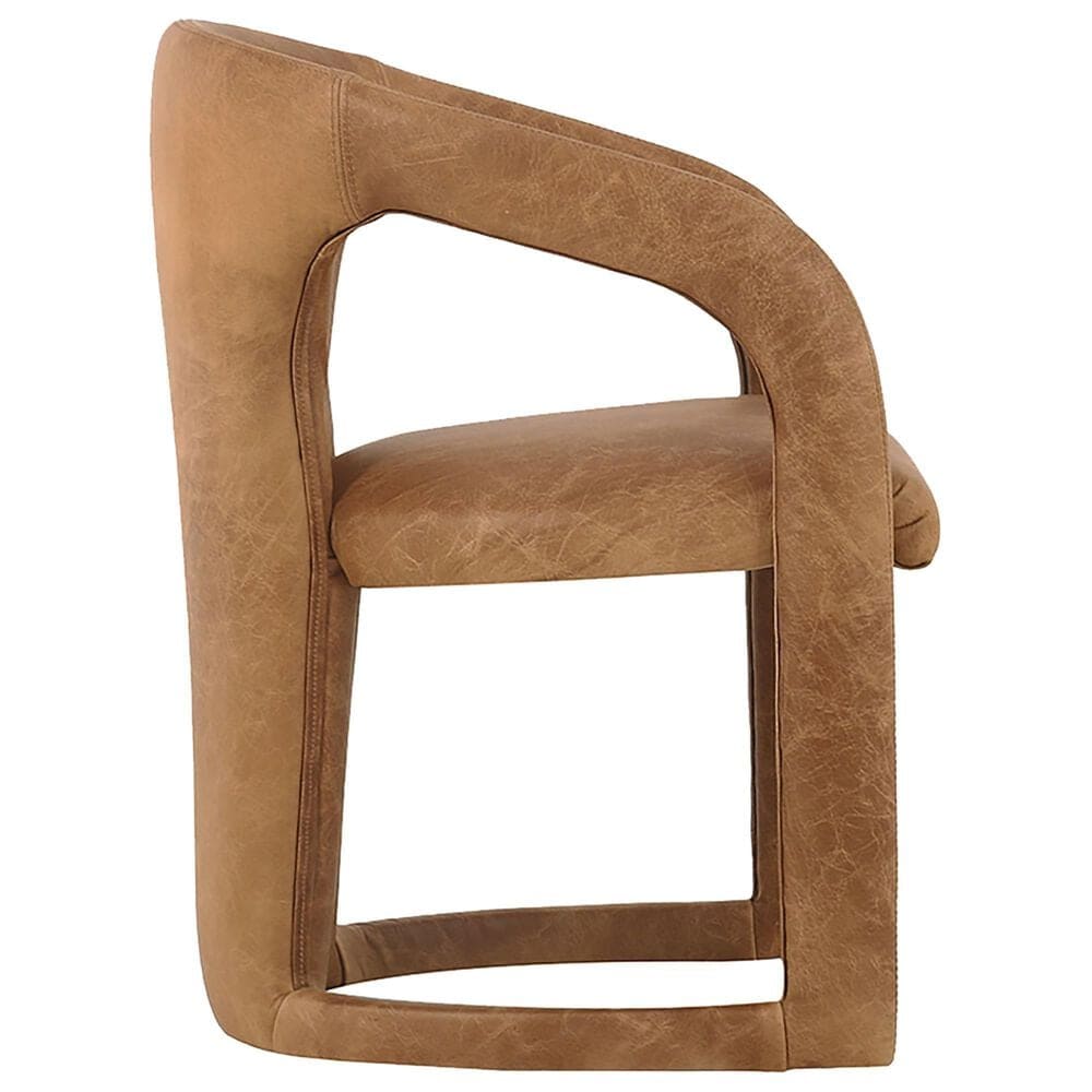 Classic Home Archie Leather Dining Chair in Maple Brown, , large