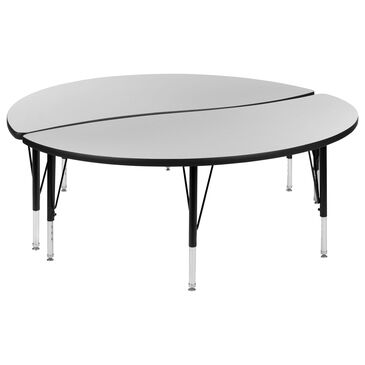 Flash Furniture Emmy 2-Piece 25.25" x 60" Circle Wave Activity Table Set in Gray, Black and Chrome, , large