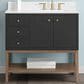 37B Isadore 36" Single Bathroom Vanity Cabinet in Tricorn Black and White Composite Stone Top and Backsplash, , large