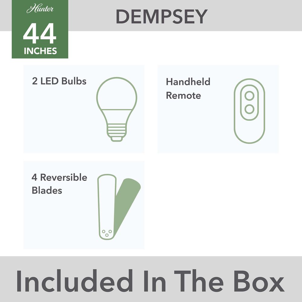 Hunter Dempsey Low Profile 44&quot; Ceiling Fan with Lights in Matte Silver, , large