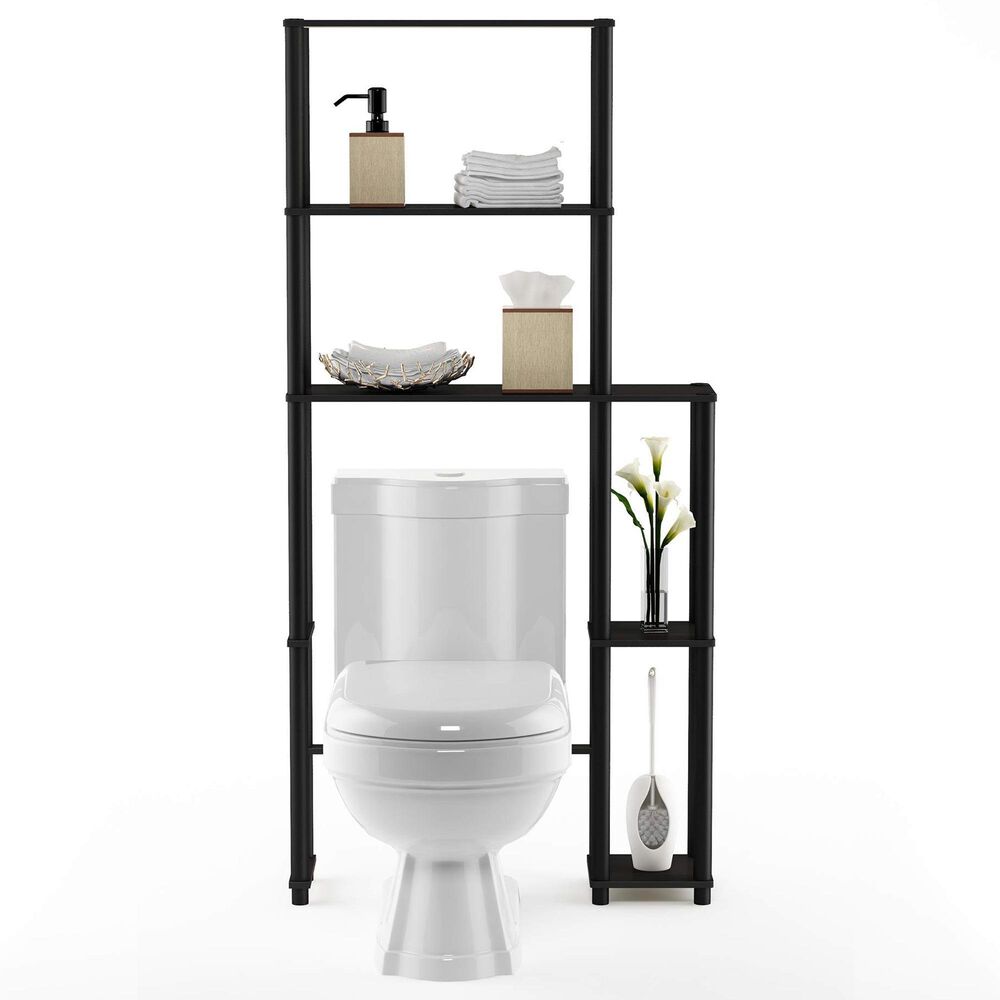 HOMLUX Turn-N-Tube 5-Shelf Toilet Space Saver in Espresso and Black, , large