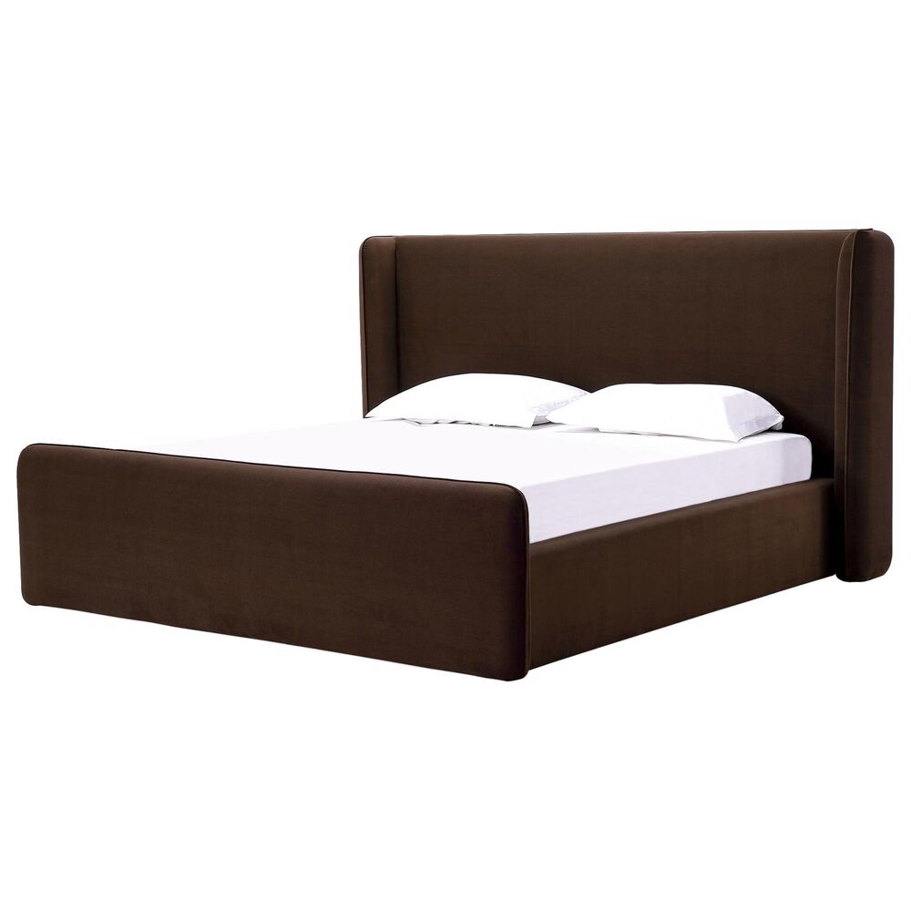 37B Formosa Bacall Upholstered Wingback Platform Eastern King Bed in Cola Velvet, , large