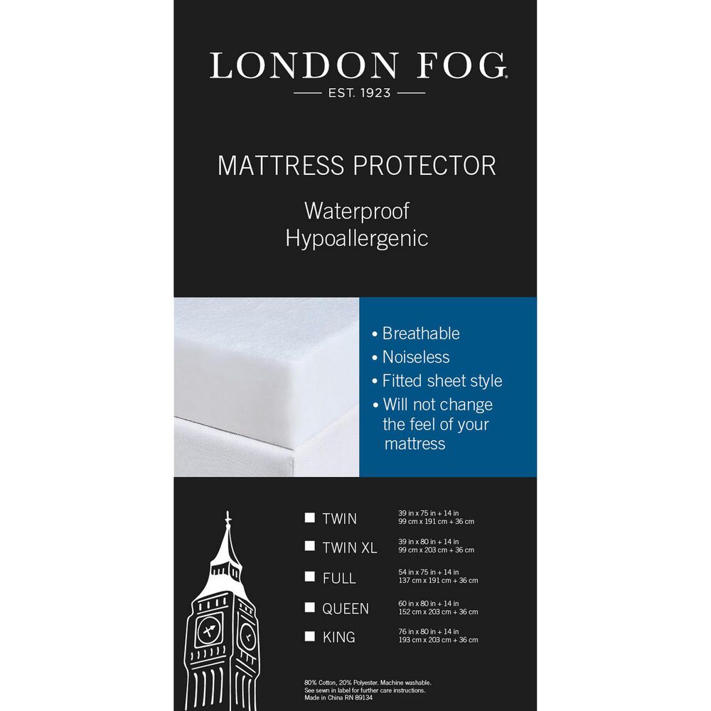 Pem America London Fog King Mattress Protector in White, , large