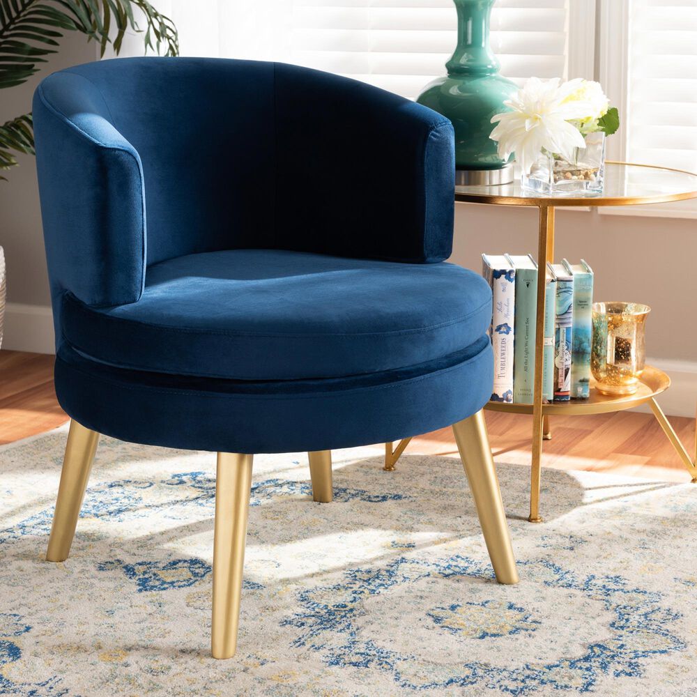 Baxton Studio Baptiste Accent Chair in Navy Blue, , large