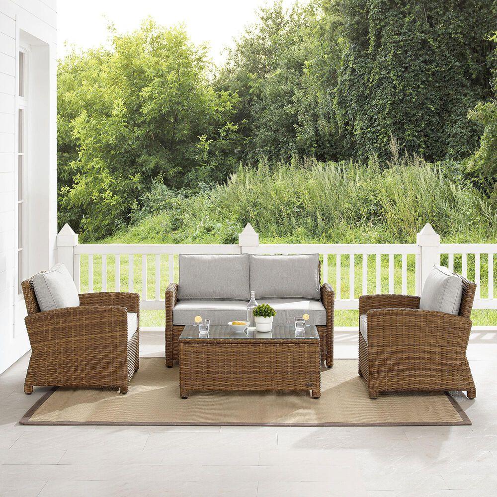 Crosley Furniture Bradenton 4Piece Patio Conversation Set with Gray