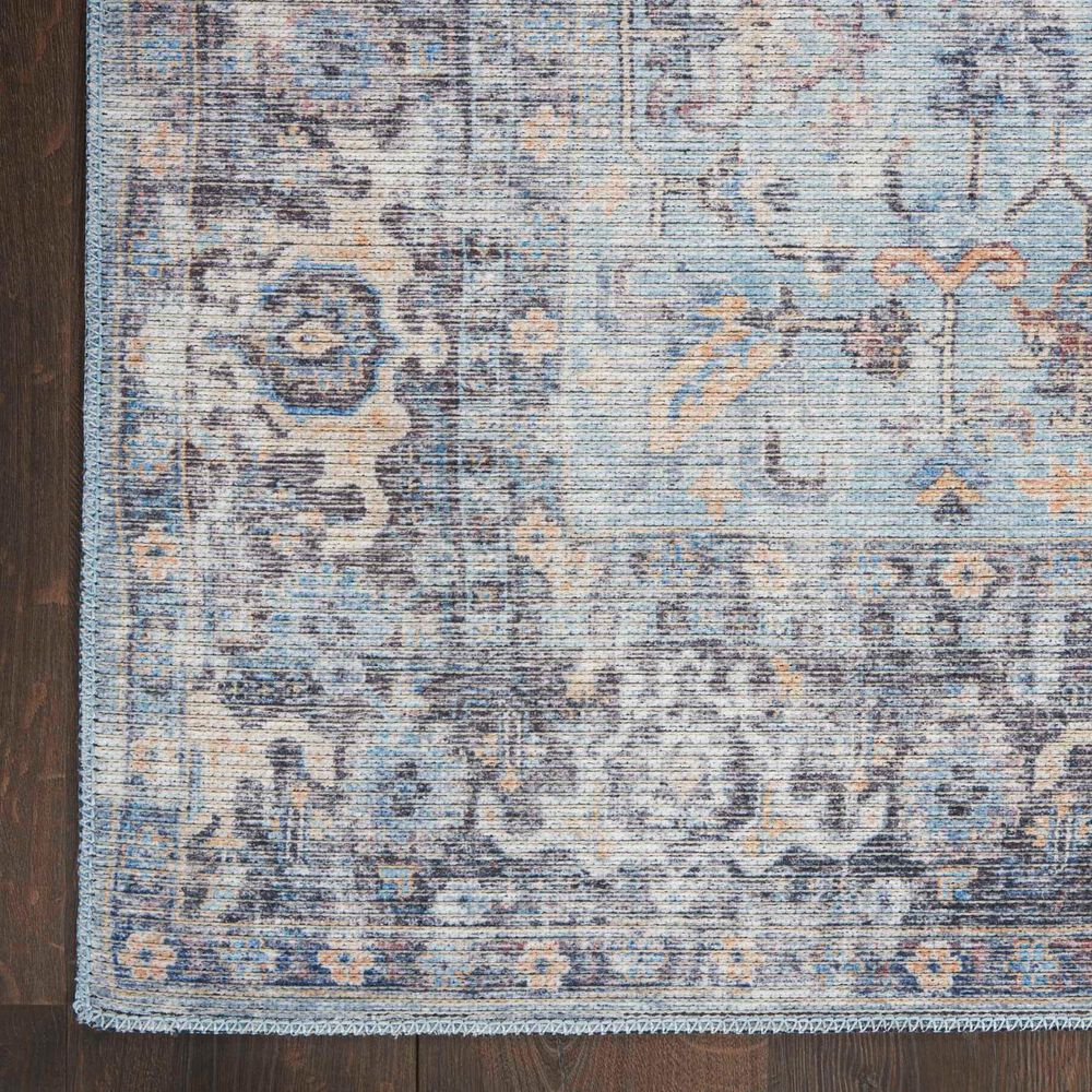 57 Grand by Nicole Curtis Series 1 2&#39; x 6&#39; Light Grey and Blue Runner, , large