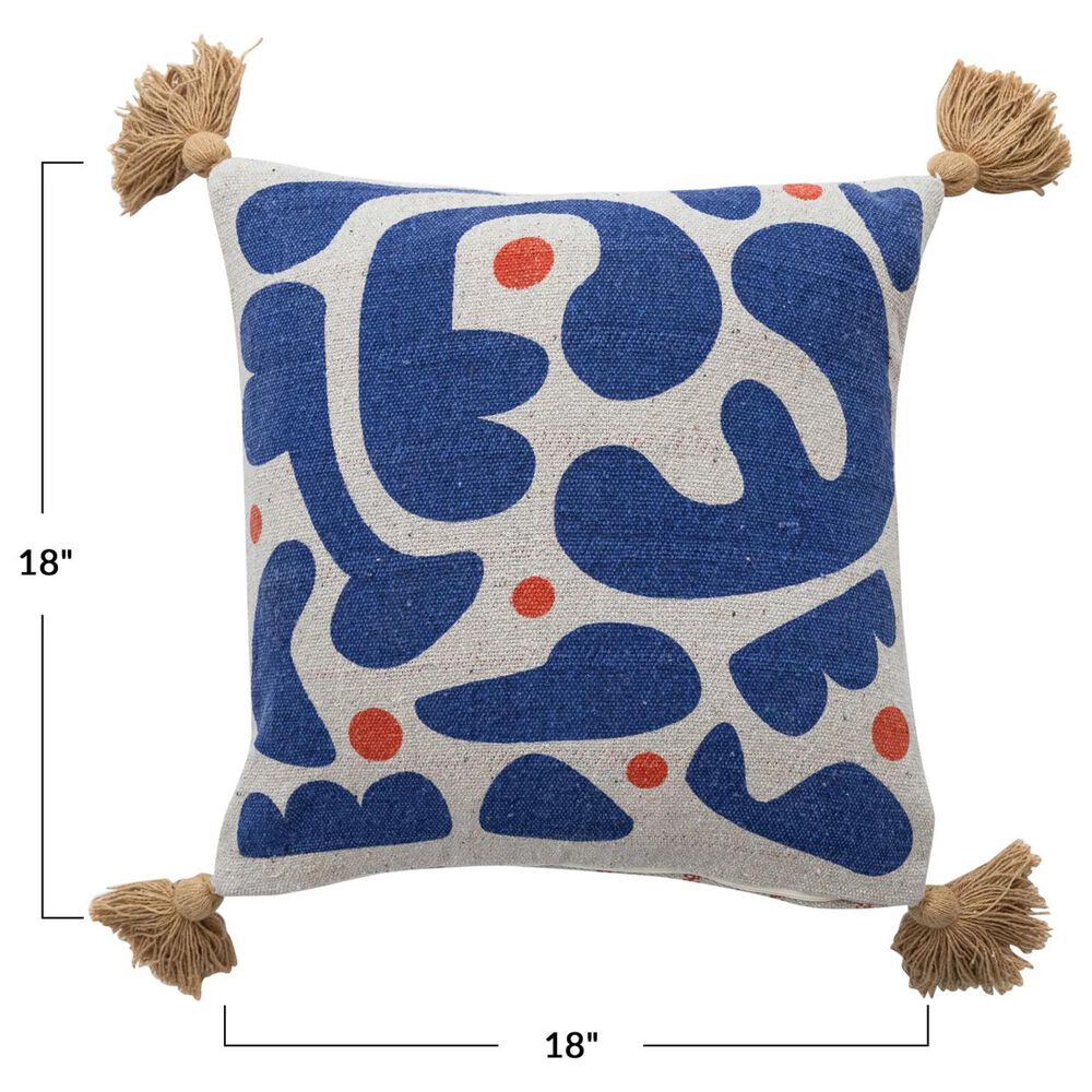 Teak Interiors 18&quot; x 18&quot; Abstract Throw Pillow with Tassels in Multicolor, , large
