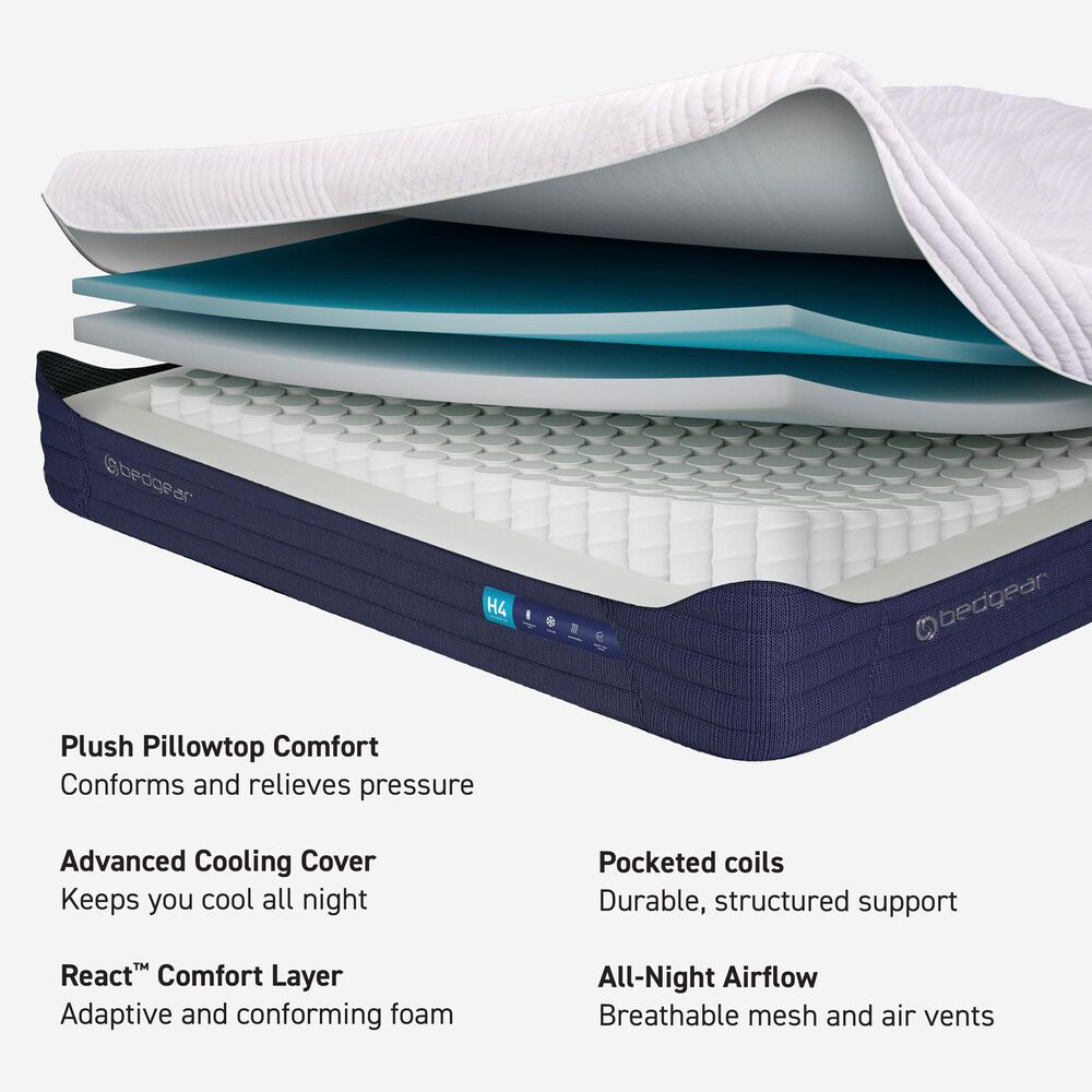 Bedgear H4 Hybrid Medium Pillow Top Flex Head Queen Mattress in a Box, , large