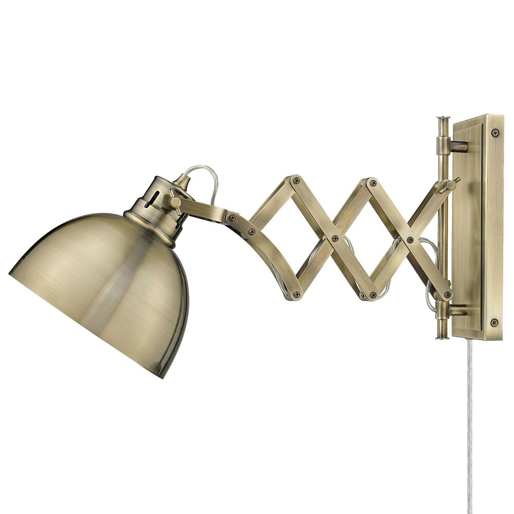 Golden Lighting Hawthorn 1-Light Articulating Wall Sconce in Aged Brass, , large