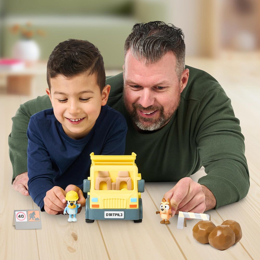 Bluey S12 Bluey Dump Truck Vehicle with Figures in Yellow, , large
