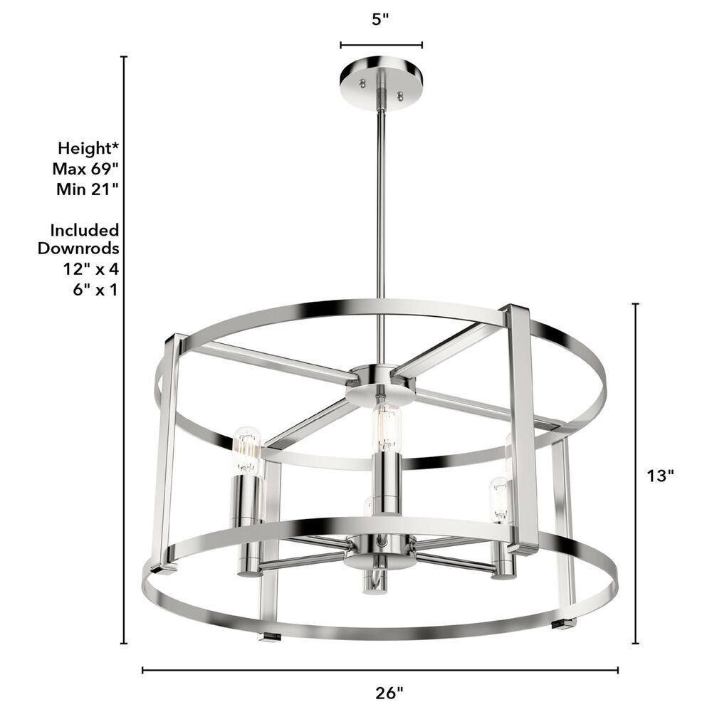 Hunter Astwood 6-Light Chandelier in Polished Nickel, , large