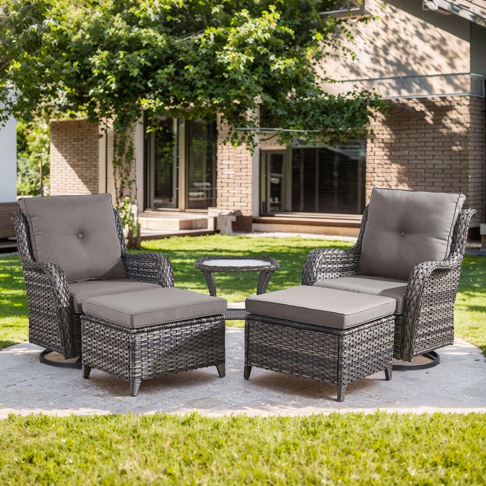 Sunwell Garden 5-Piece Patio Chat Set in Gray, , large