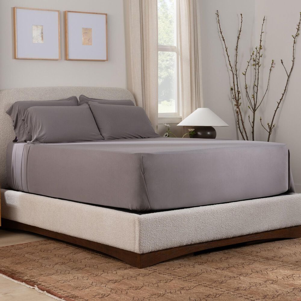 Purple SoftStretch 4-Piece Deep Pocket Queen Sheet Set in Stormy Grey, , large