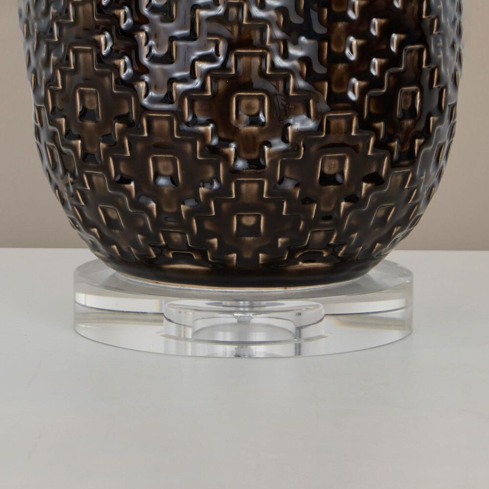 Grandview Gallery Onyx Ceramic Table Lamp in Dark Grey, Brushed Nickel and Clear, , large