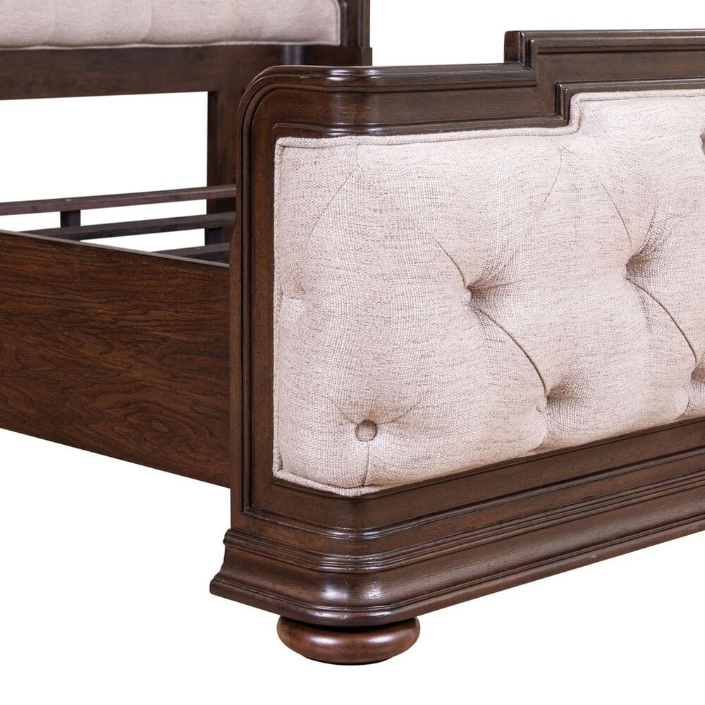 Belle Furnishings Provence Park 3-Piece Queen Upholstered Shelter Bedroom Set with Two Nightstands in Chateau Brown, , large