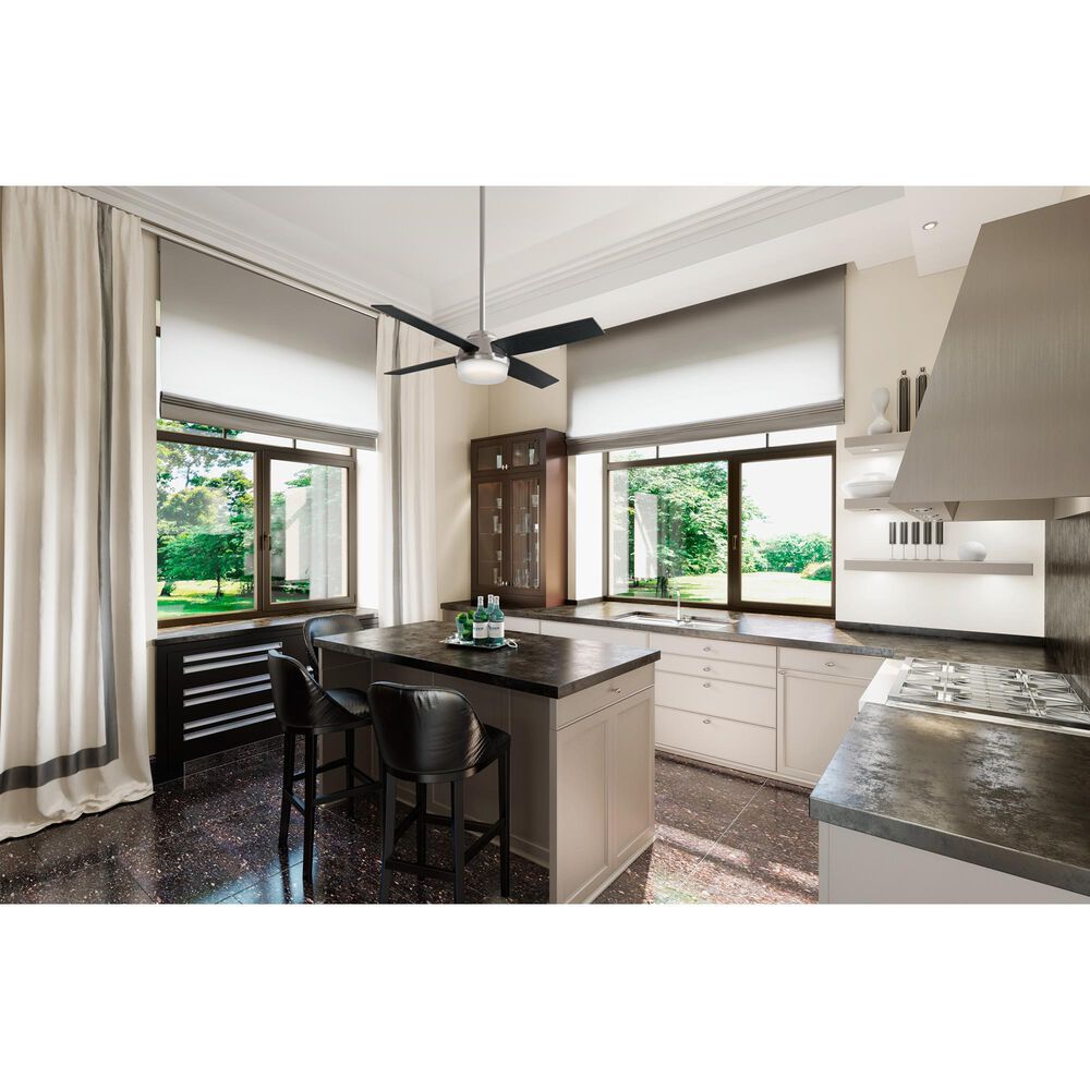 Hunter Dempsey 52" Ceiling Fan with Light in Brushed Nickel with Black Blades, , large