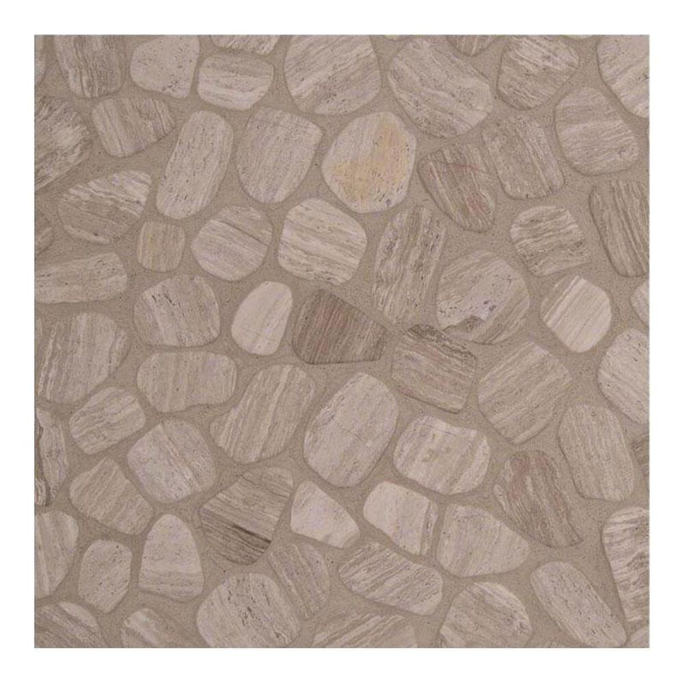 MS International Pebbles White Oak 12" x 12" Natural Stone Mosaic Sheet, , large