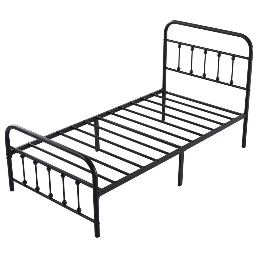 HOMLUX Twin Metal Bed Frame in Black, , large