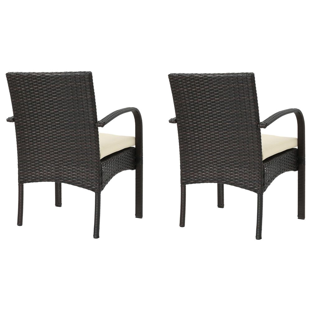 Hearth and Haven Cordoba Outdoor Dining Chair with Beige Cushions in Brown &#40;Set of 2&#41;, , large