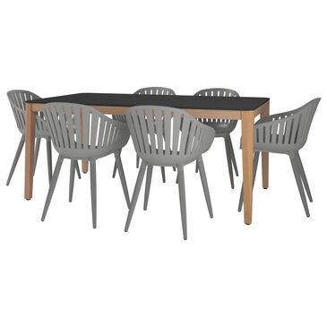 Amazonia Cannes 7-Piece Patio Dining Set in Black, Brown and Grey, , large
