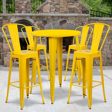 Flash Furniture 5-Piece Metal Bar Table Set in Yellow, , large