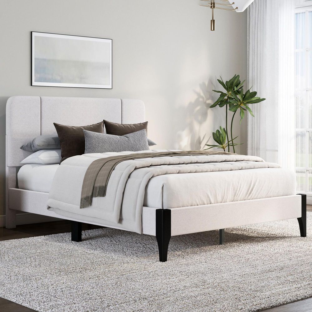 Richlands Furniture Springlee Queen Platform Bed with Oatmeal Upholstery in Black, , large