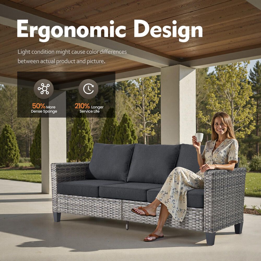 HOMLUX 10-Piece Conversation Patio Set in Black, , large