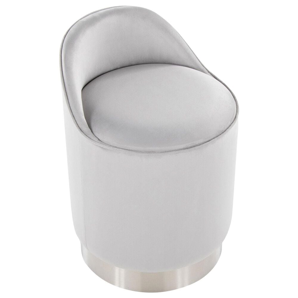 Lumisource Marla Vanity Stool with Silver Upholstered in Chrome, , large