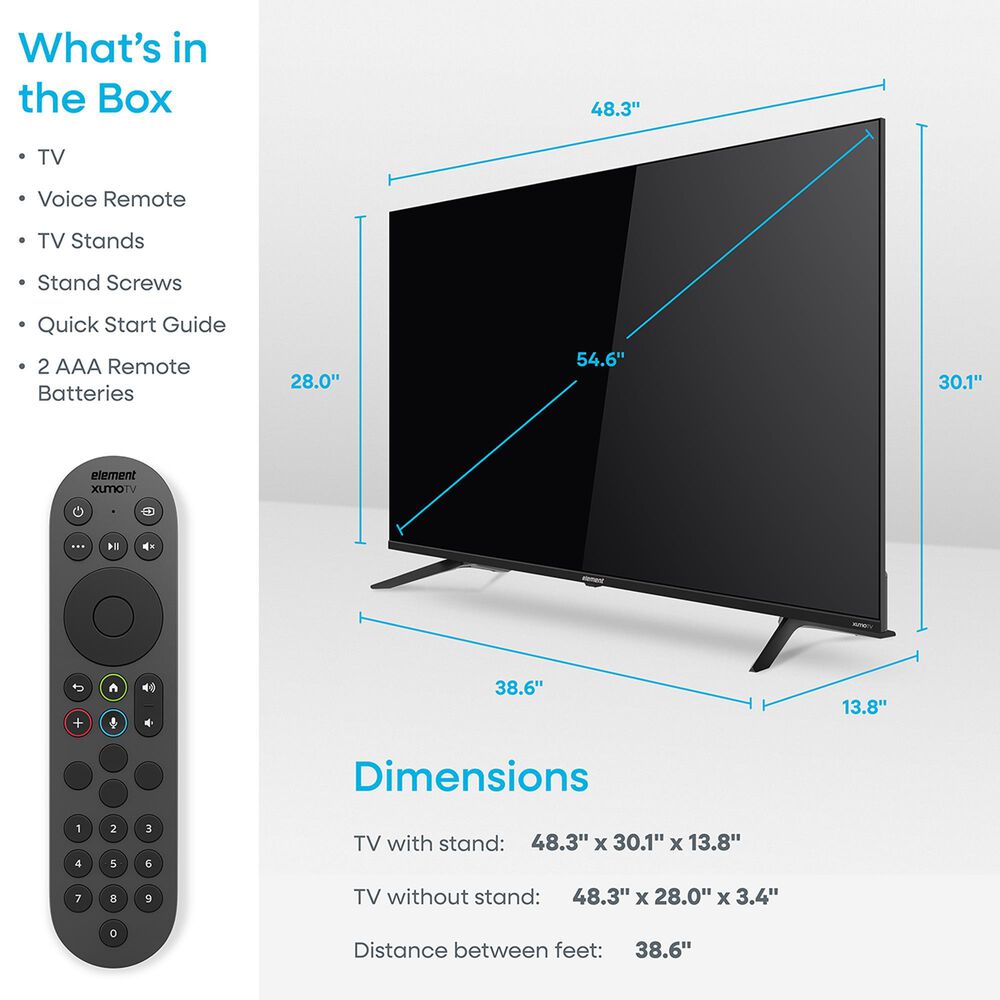 Element 55" Class Revolution Series 4K UHD HDR Frameless - Smart Xumo TV with 2.0 Soundbar in Black, , large