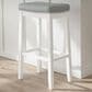 Linon Home Decor Claridge Bar Stool with Light Grey Cushion in White, , large
