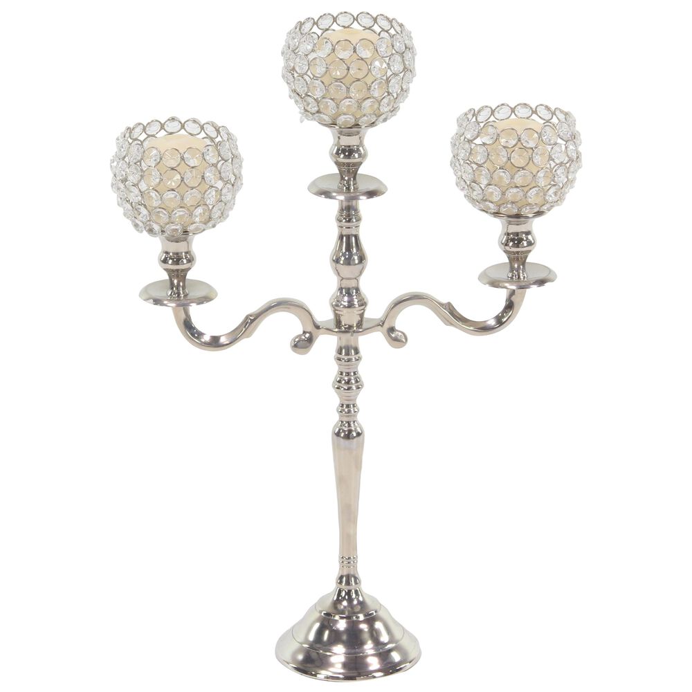 Maple and Jade Traditional 22" Glam Aluminum Hurricane Lamp in Silver, , large