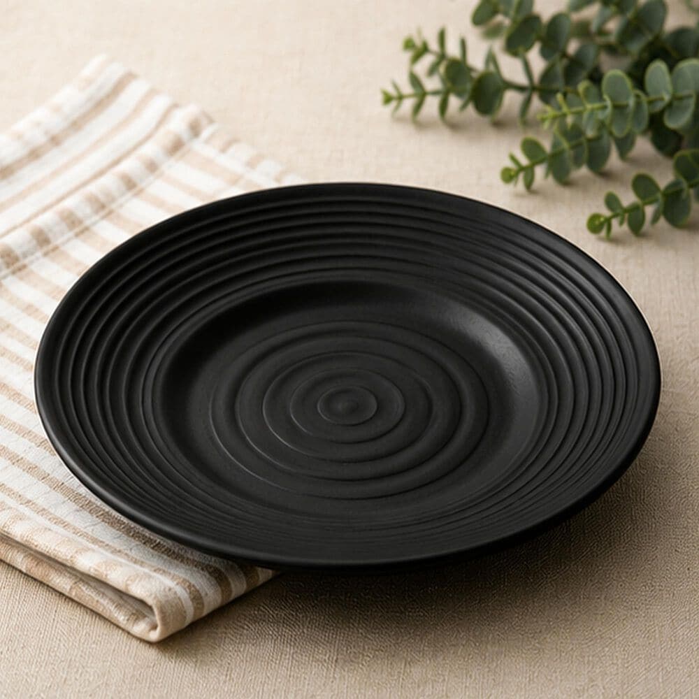 LeadingWare Melamine 10 7/8" Round Plate in Black Satin, , large