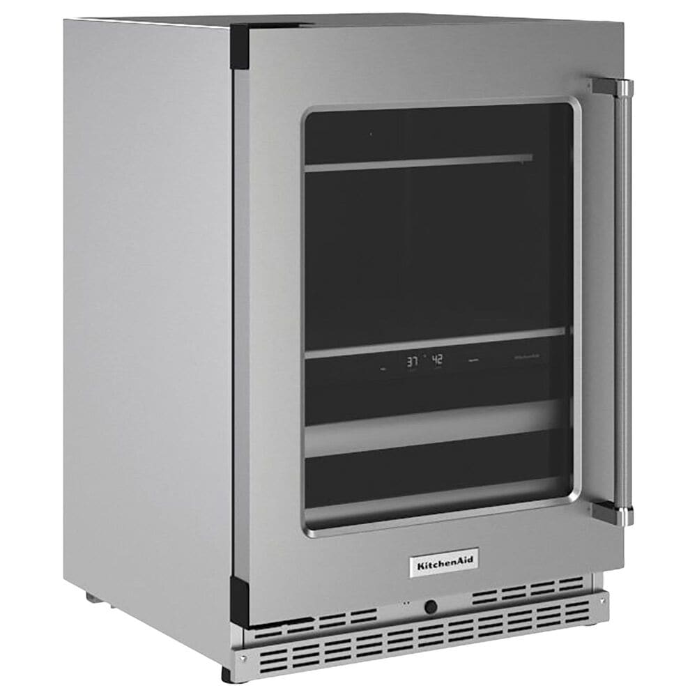 KitchenAid 24&quot; Beverage Center with Left Hinge and Metal-Front Racks in Stainless Steel, , large