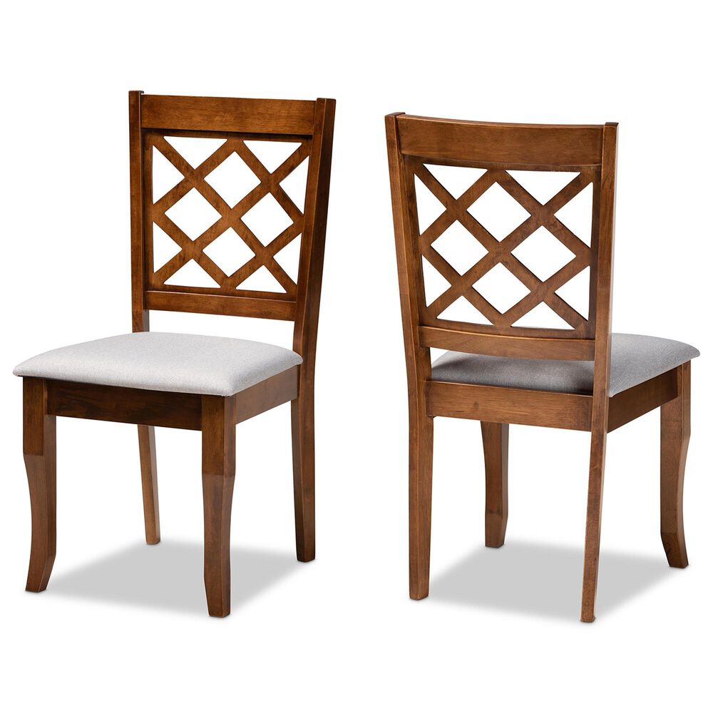 Baxton Studio Verner Side Chair with Grey Cushion in Walnut Brown (Set of 2), , large