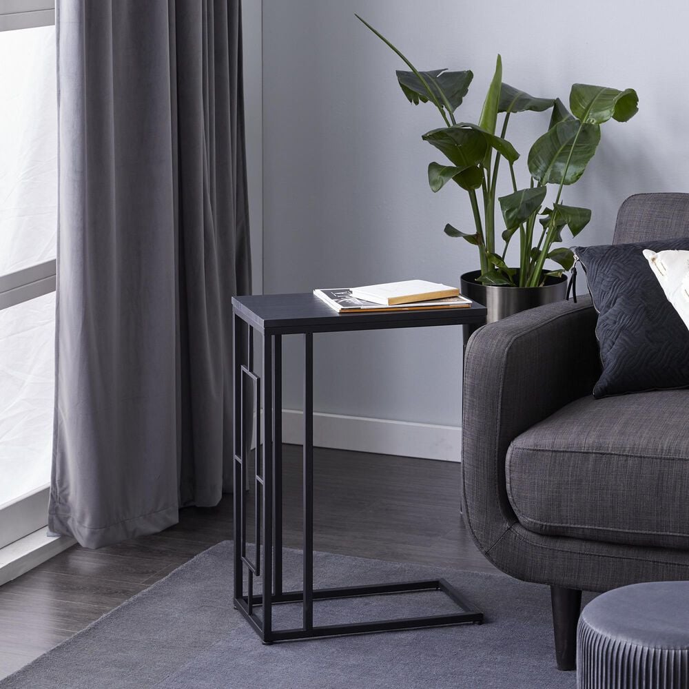 Maple and Jade C-Shaped End Table in Black and Dark Brown, , large